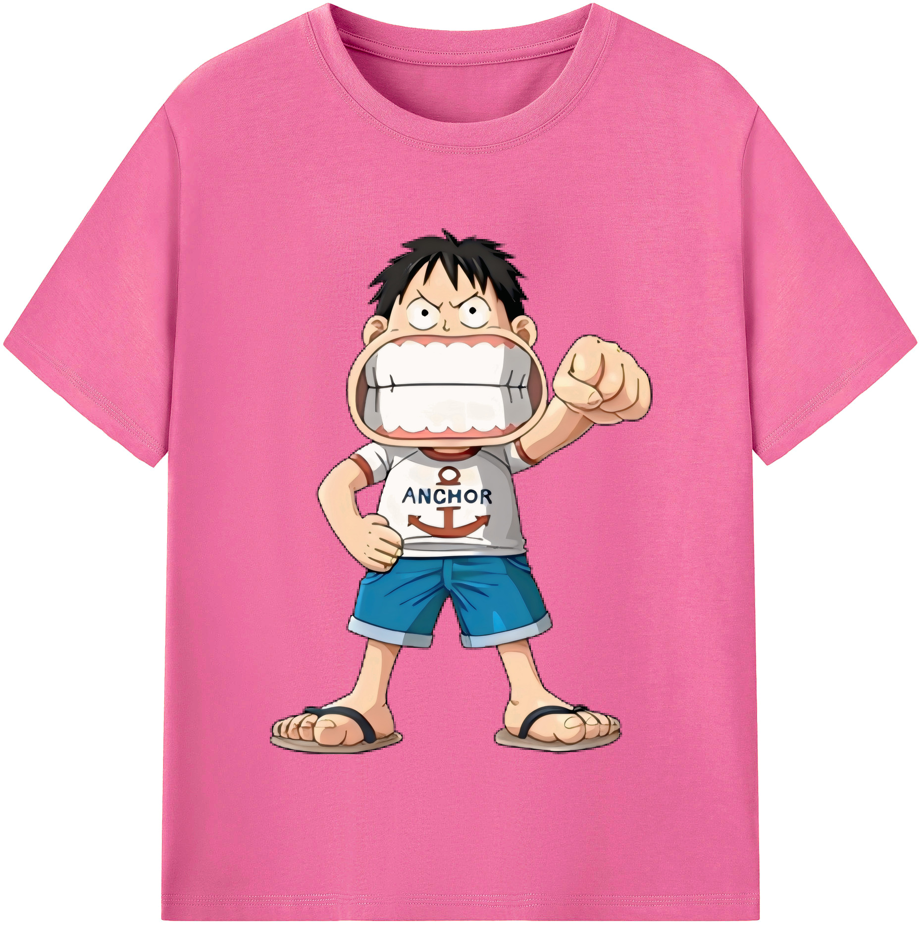 ワンピース モンキー・D・ルフィ ONE PIECE Monkey D. Luffy レディースカジュアルプリントTシャツ（綿100％）